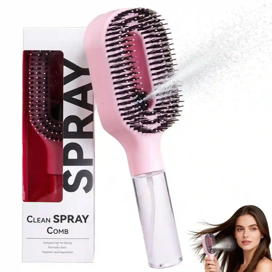 2-in-1 Spray Hair Brush | Anti-Frizz & Detangling with Built-In Water Mister