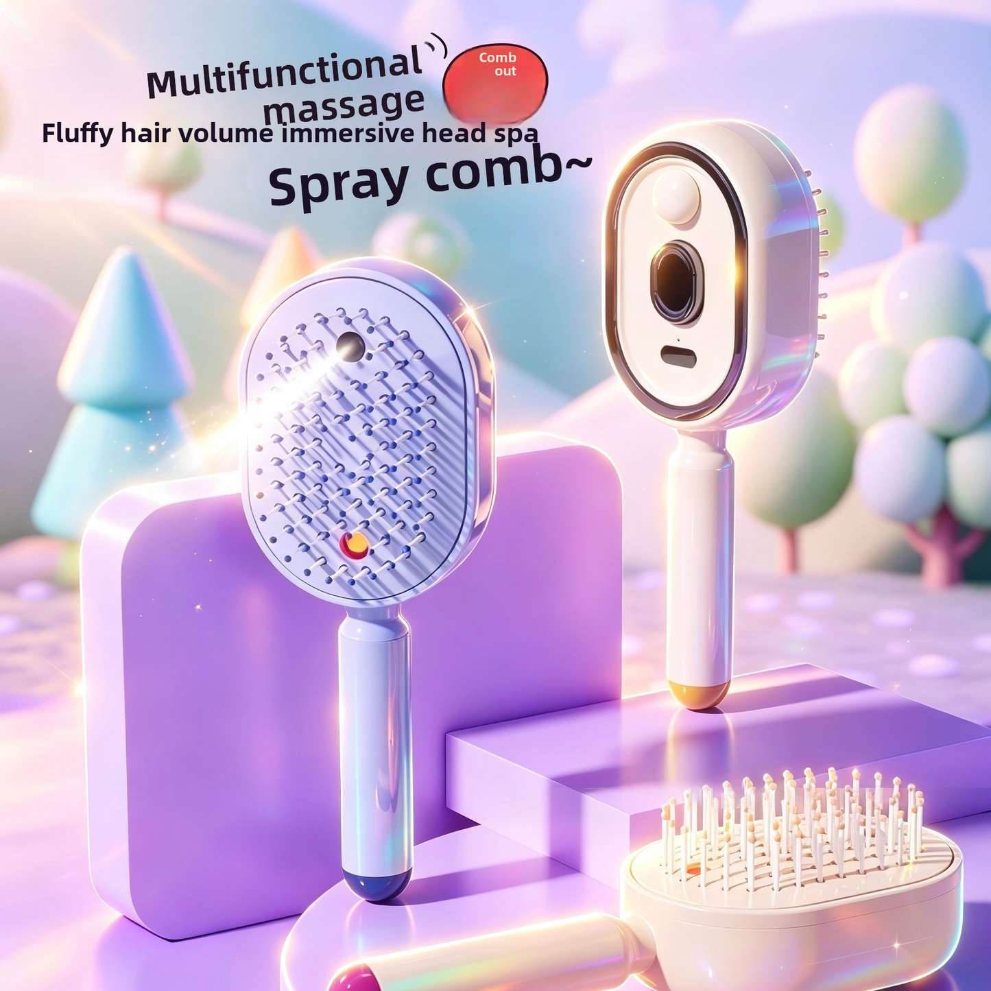 Electric Air Cushion Massage Hair Comb with Oil Mist - Scalp Massage & Anti-Static