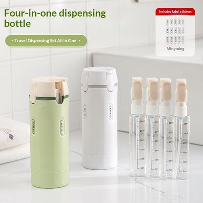 4-in-1 Leakproof Travel Dispenser Bottles | Refillable Portable Set for Toiletries