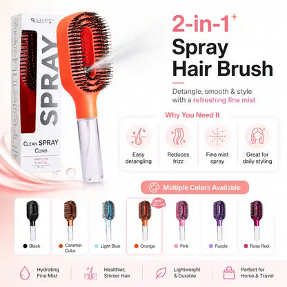 Spray and brush simultaneously with our anti-frizz 2-in-1 hair brush. Built-in water mister + detangling bristles = smooth, tangle-free hair in seconds.