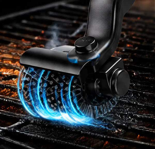 Electric BBQ brush cleaning a grill