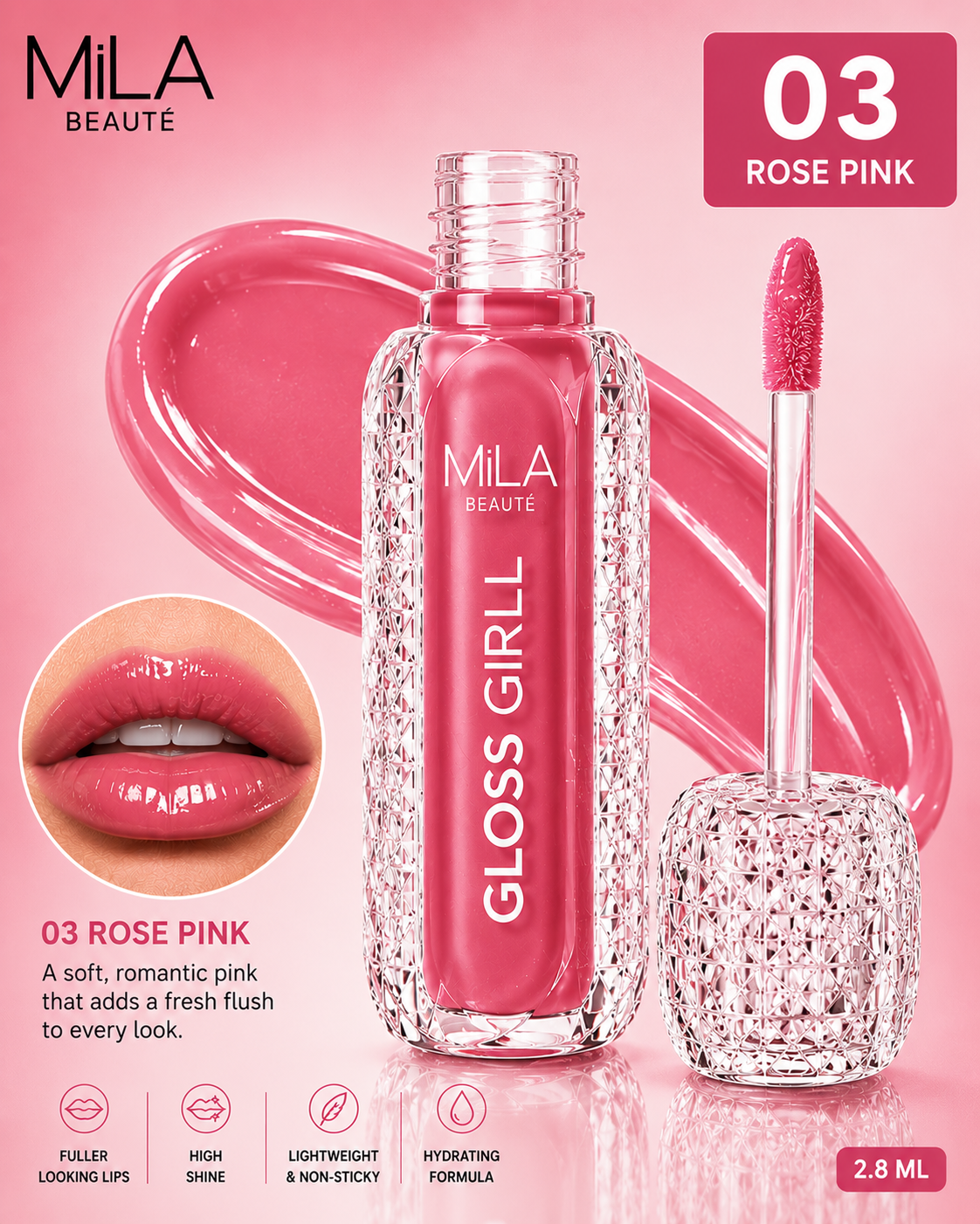 ✨ MILA BEAUTÉ Gloss Girl Lip Gloss – High Shine & Hydrati