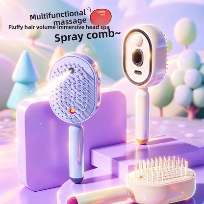 Electric Air Cushion Massage Hair Comb with Oil Mist - Scalp Massage & Anti-Static