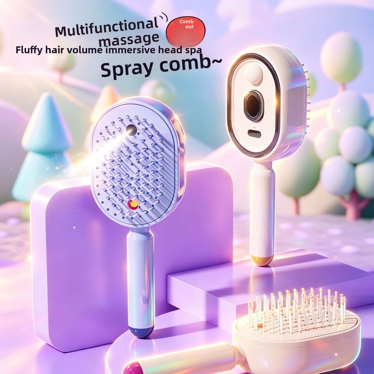 Electric Air Cushion Massage Hair Comb with Oil Mist - Scalp Massage & Anti-Static