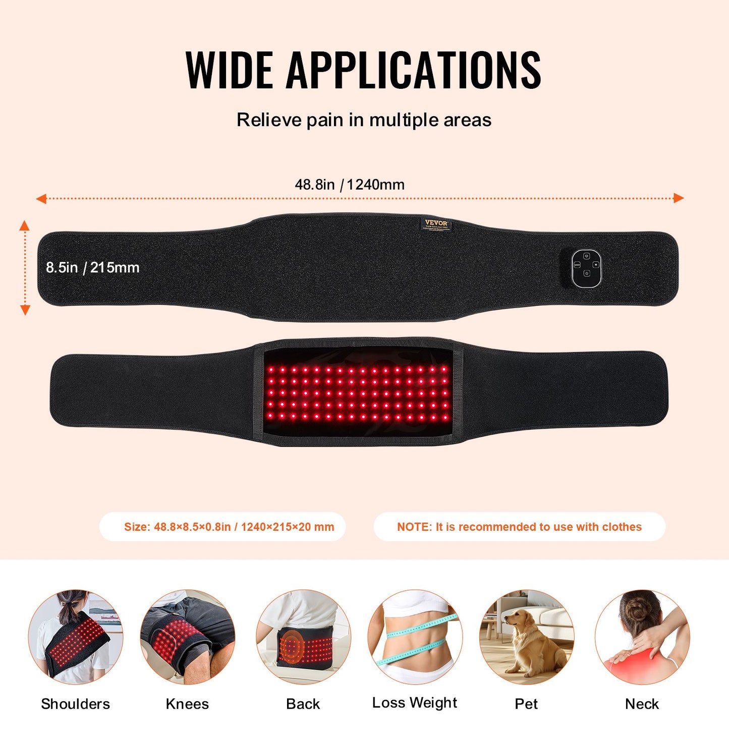Red Light Therapy Belt – 660nm & 850nm Infrared Wrap for Pain Relief