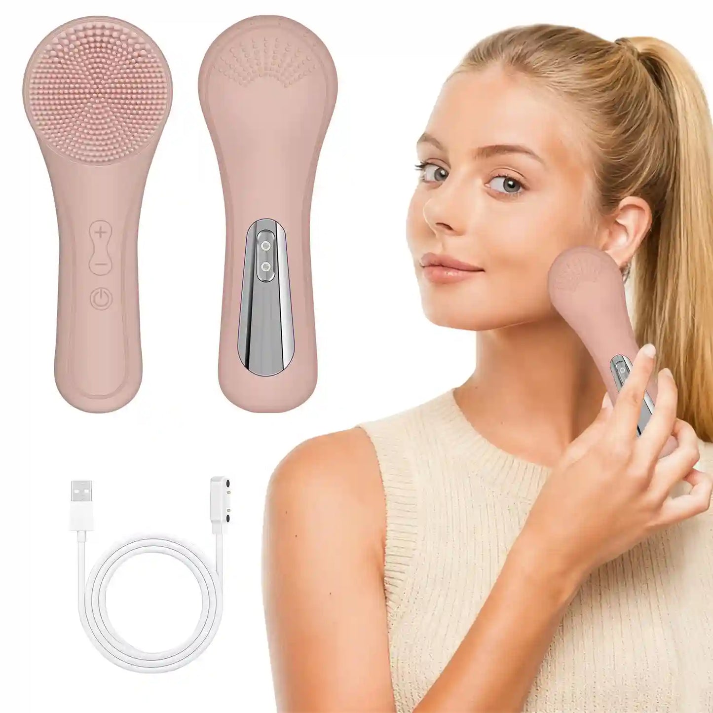 Sonic Facial Cleansing Brush - Deep Pore Cleansing with Vibration Massage (USB Rechargeable)