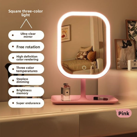 LED Makeup Mirror with Lights – Portable Folding Vanity Mirror, 3 Light Modes, USB Rechargeable